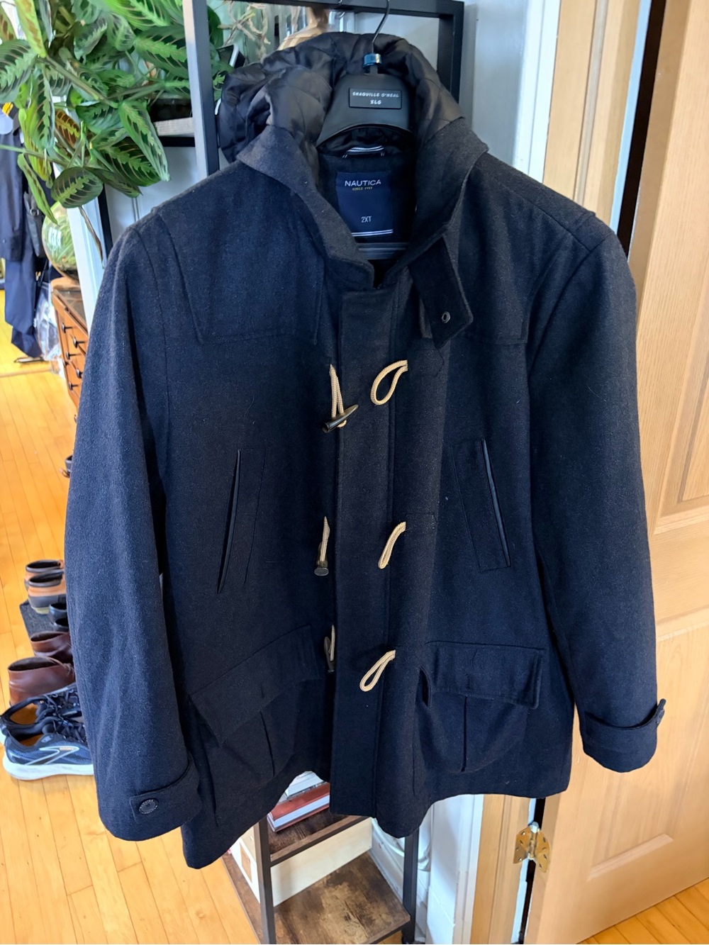 Nautica black Wool Toggle Peacoat with Hood